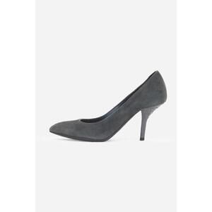 Bottega Veneta Grey Suede Plastic Weaved Heel Pump Suede